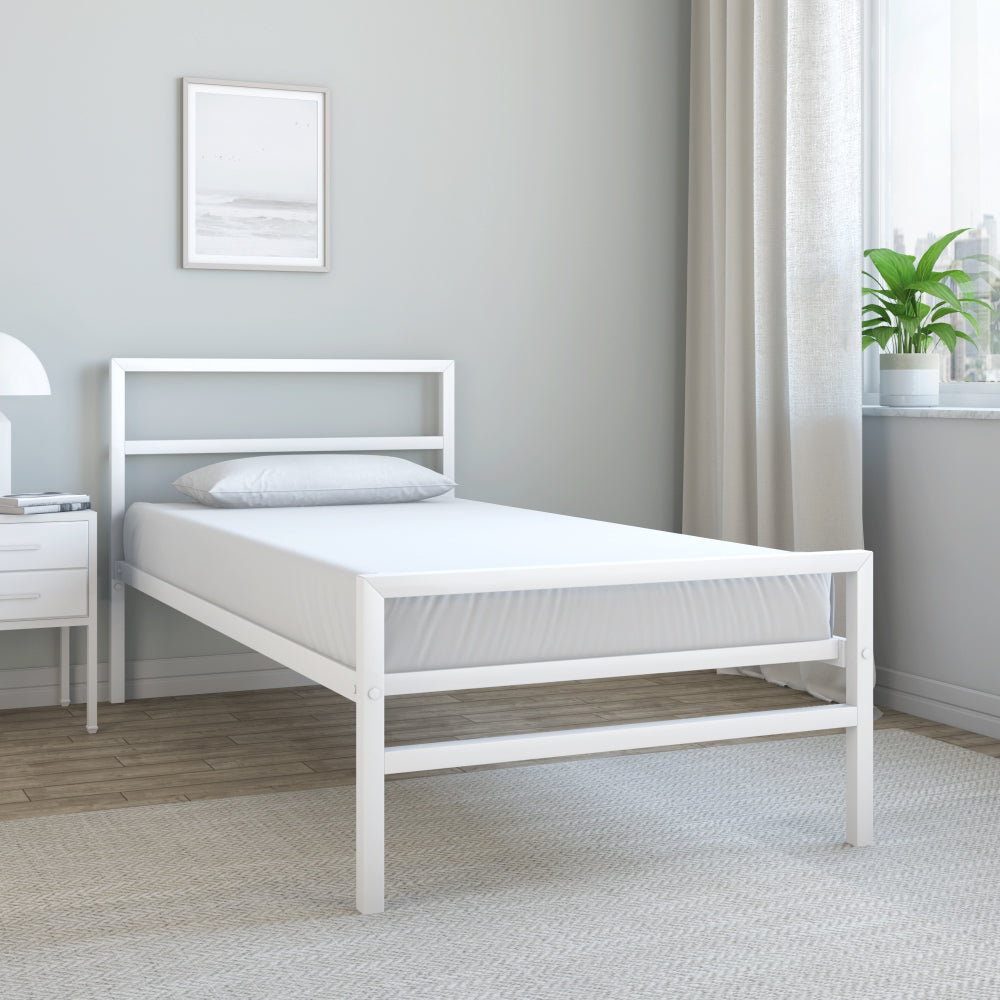 Nilkamal Striker Metal Single Bed (White)