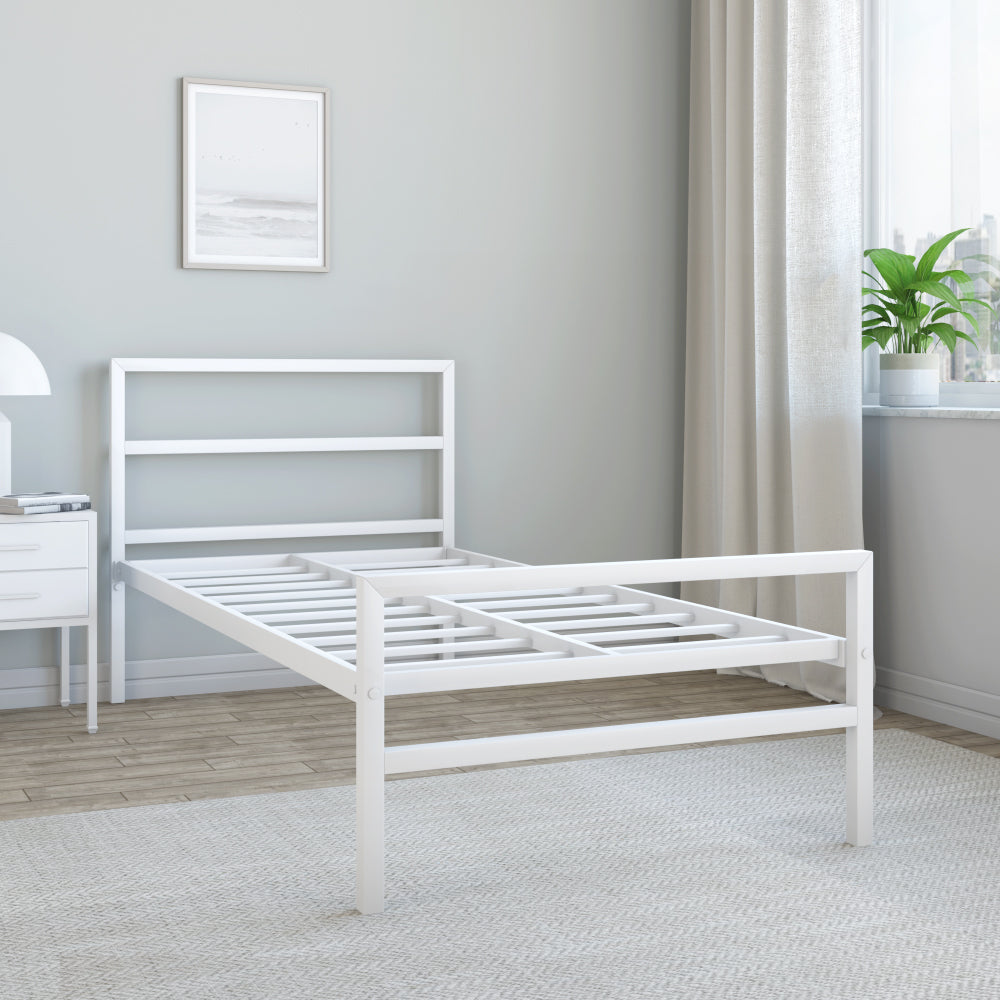 Nilkamal Striker Metal Single Bed (White) - Nilkamal Furniture