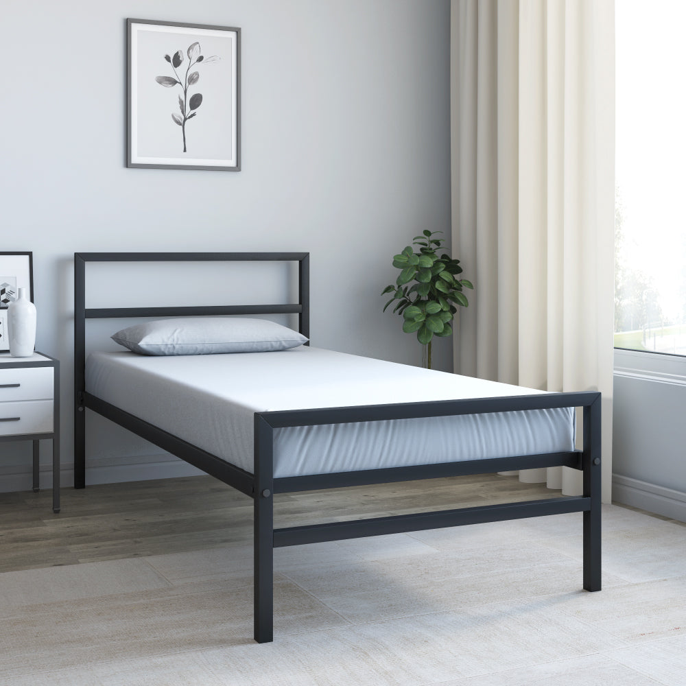 Nilkamal Striker Metal Single Bed (Black) - Nilkamal Furniture