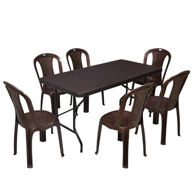 Plastic dining outlet table 6 seater