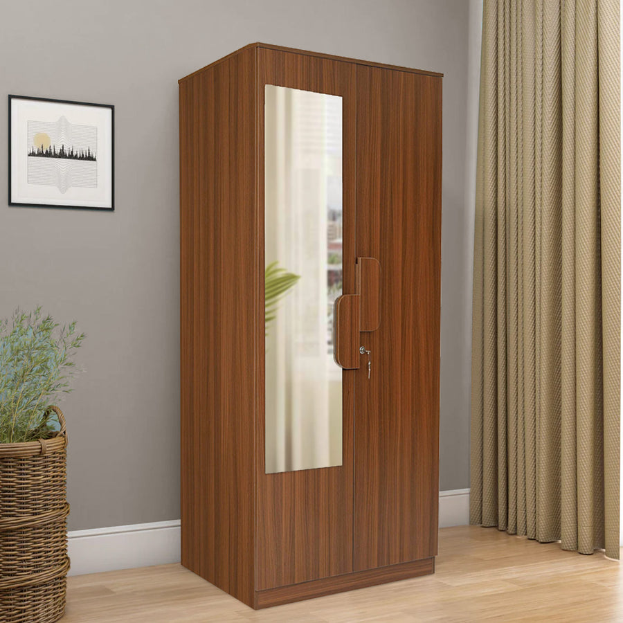 Nilkamal Calipso 2 Door Wardrobe With Mirror (Classic Plank Walnut)