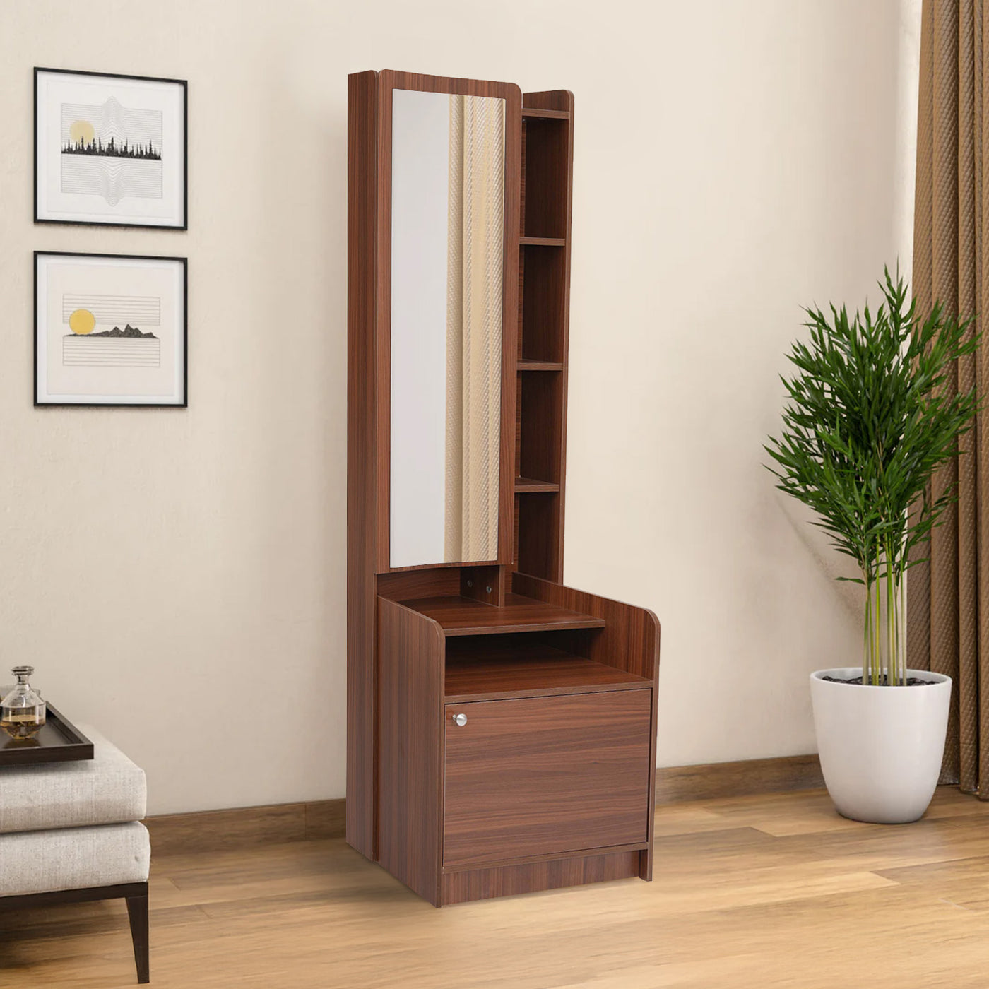 Nilkamal Calipso Dresser With Storage (Classic Plank Walnut)