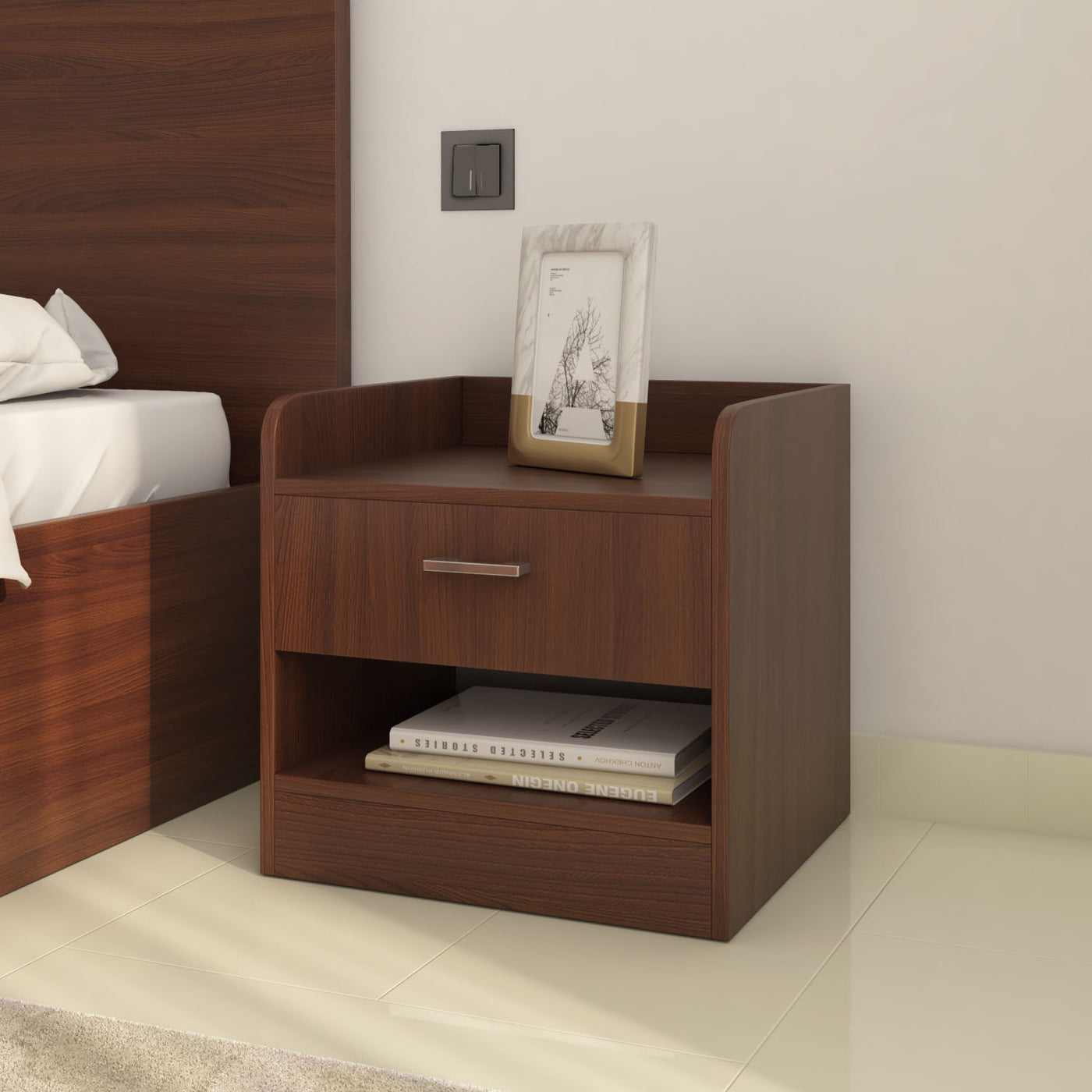 Nilkamal Calipso Night Stand (Classic Plank Walnut)