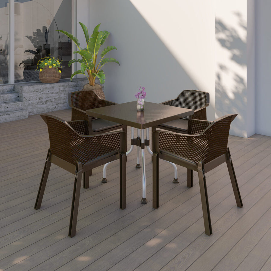 Nilkamal Orchid 1 + 4 Chair Plastic Dining Set (Season Rust Brown)