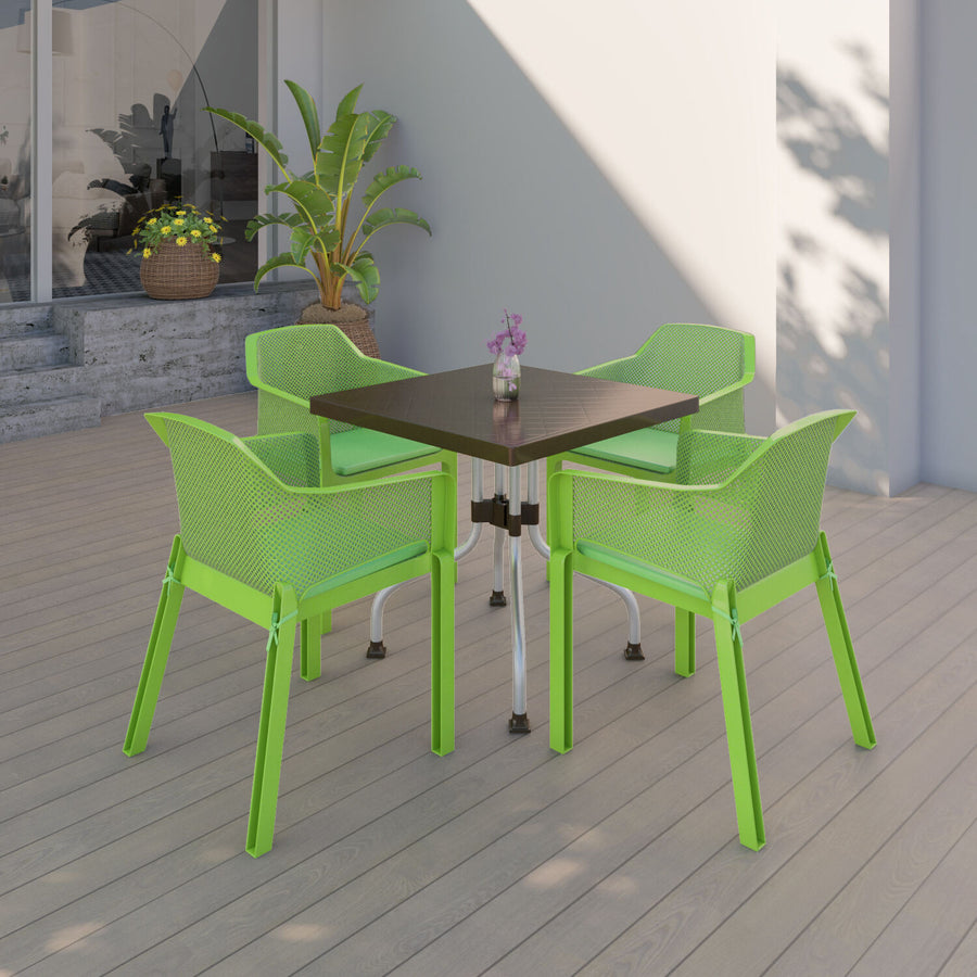 Nilkamal Orchid 1 + 4 Chair Plastic Dining Set (Season Rust Brown & Green)