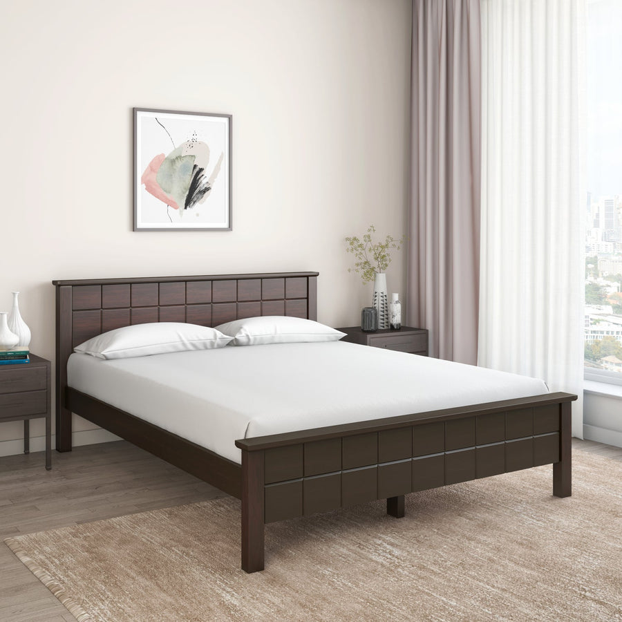 Nilkamal Cipher Solid Wood Queen Bed (Espresso)