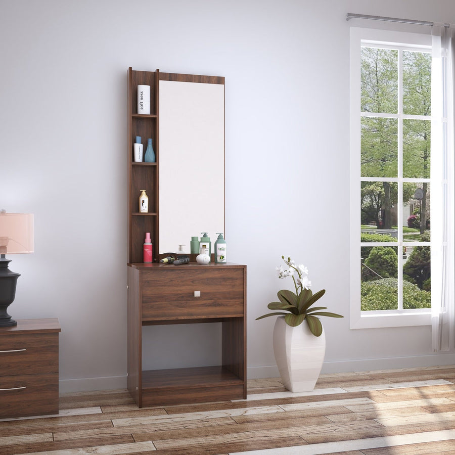 Nilkamal Bergen Dresser with Mirror (Classic Walnut)