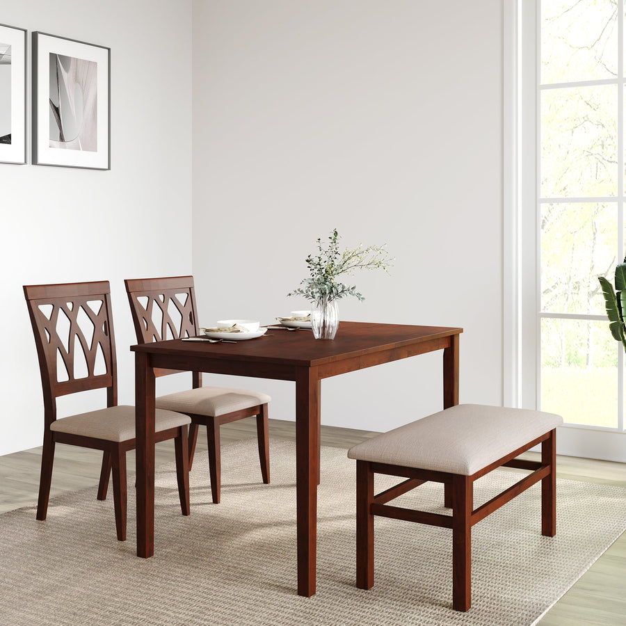 Nilkamal Peak 4 Seater Dining Set With Bench (Cappuccino)