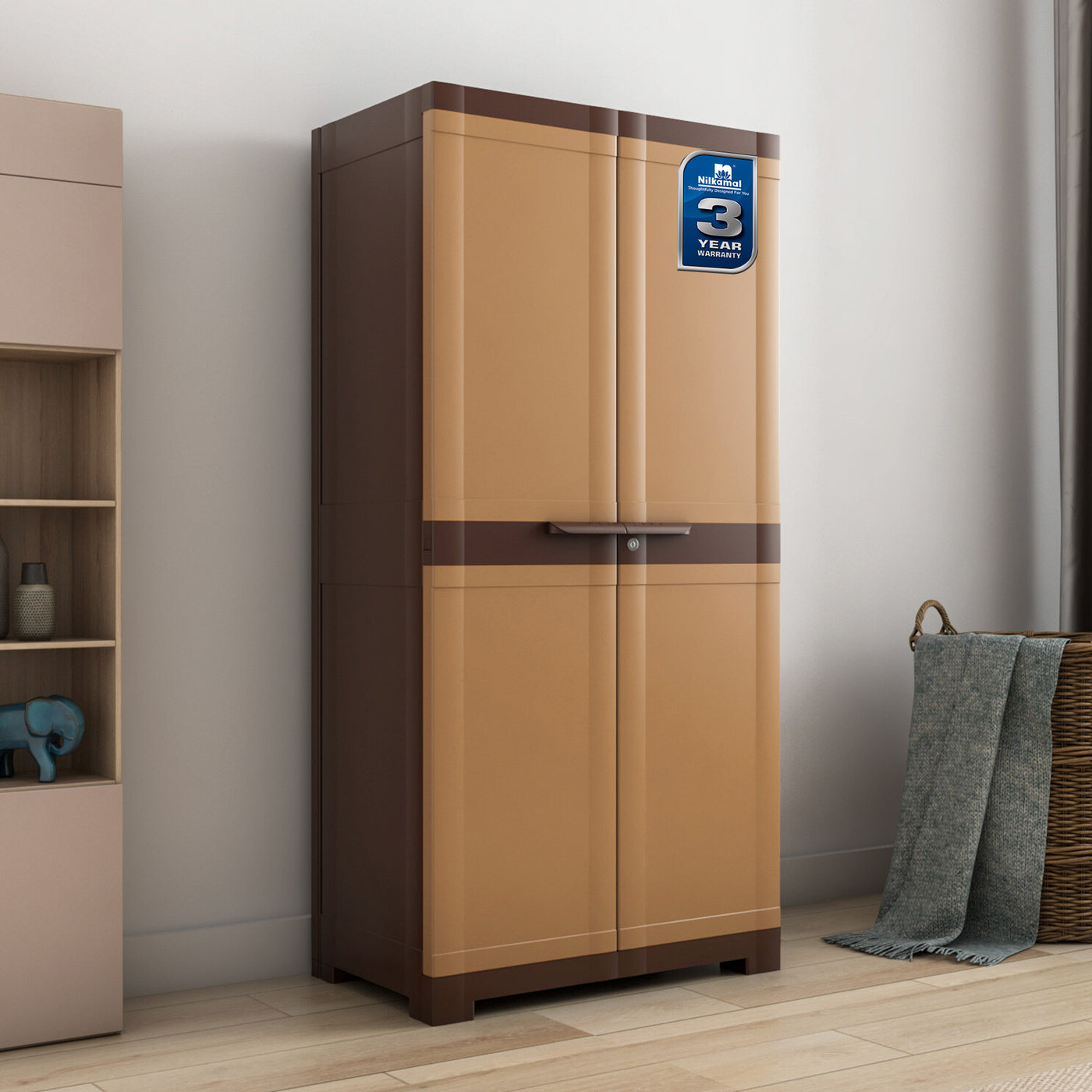 Nilkamal Freedom Mini Medium (FMM) Plastic Cabinet (Sandy & Dark Brown)