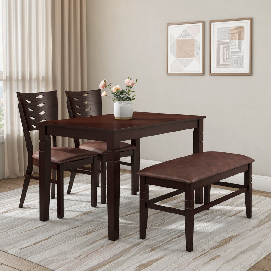 Nilkamal Fern 4 Seater Dining Set With Bench (Erin Brown)