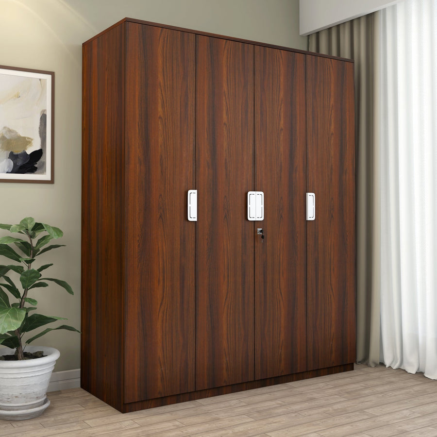 Nilkamal Joyce 4 Door Wardrobe (Classic Walnut)