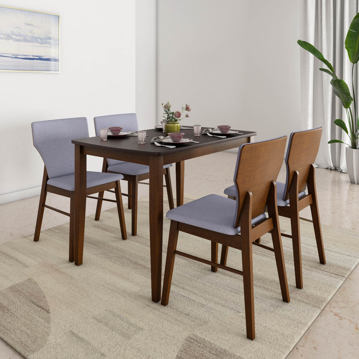 Nilkamal Kylo 4 Seater Dining Set (Rio Brown)