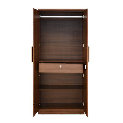 Nilkamal Rova 2 Door Wardrobe with Mirror (Walnut) - Nilkamal Furniture