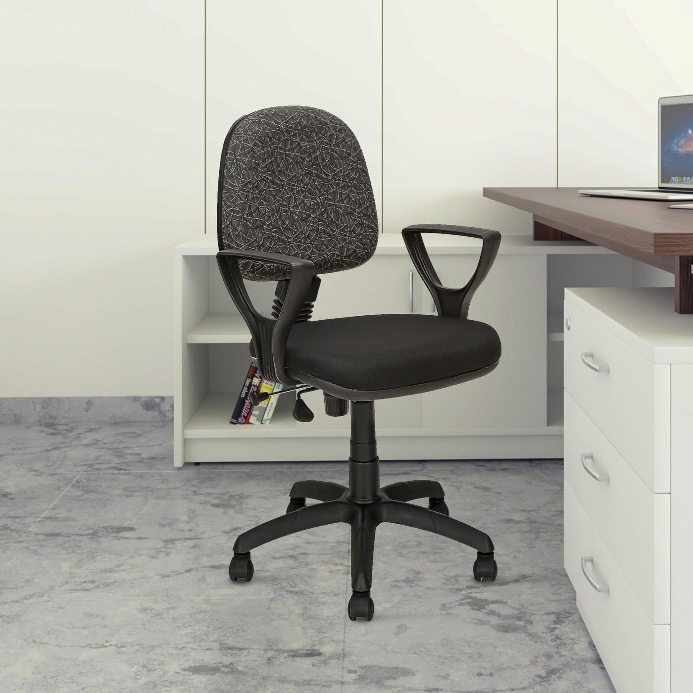 Nilkamal Soren Mid Back Cushion Office Chair (Black)