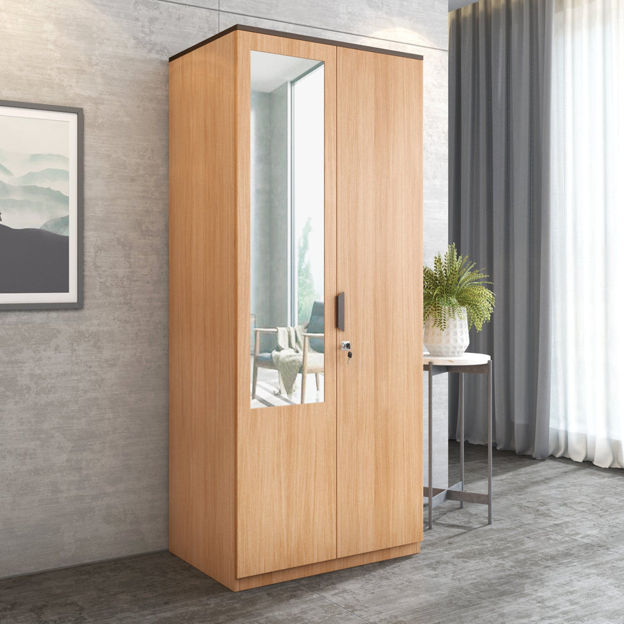 Nilkamal Milford 2 Door Wardrobe With Mirror (Urban Teak)