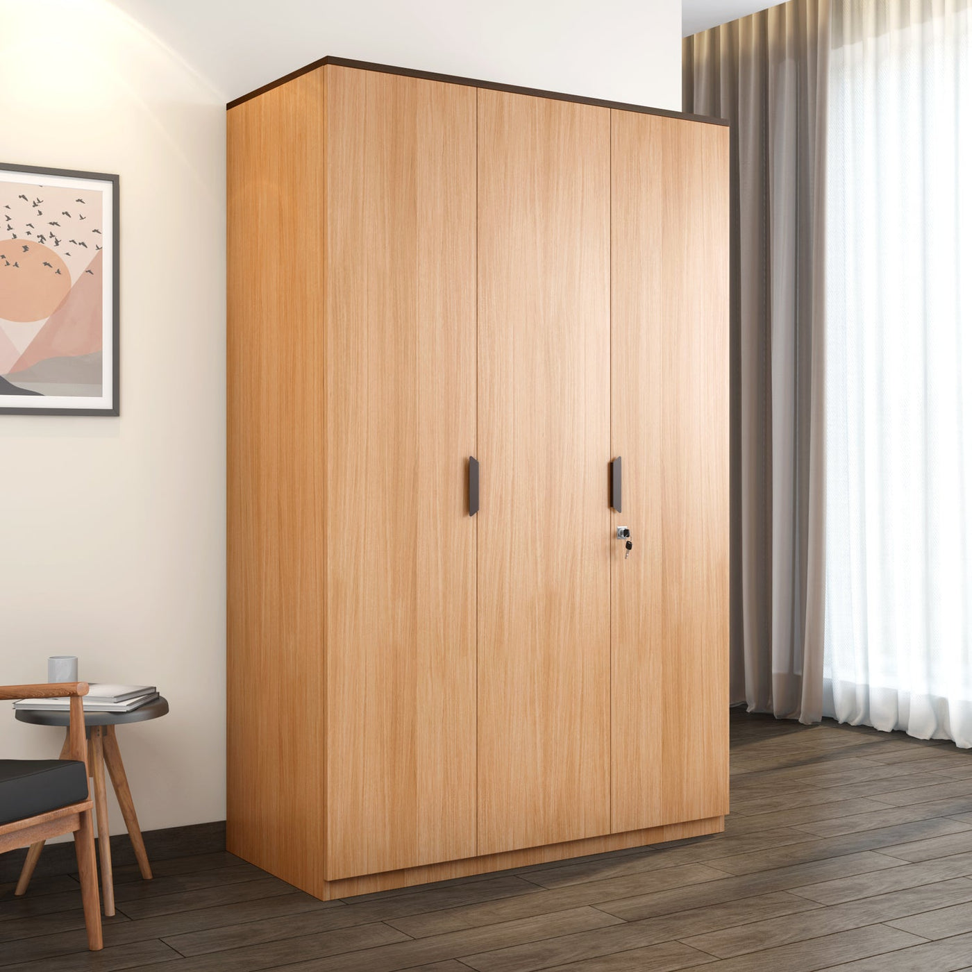 Nilkamal Milford 3 Door Wardrobe  (Urban Teak)