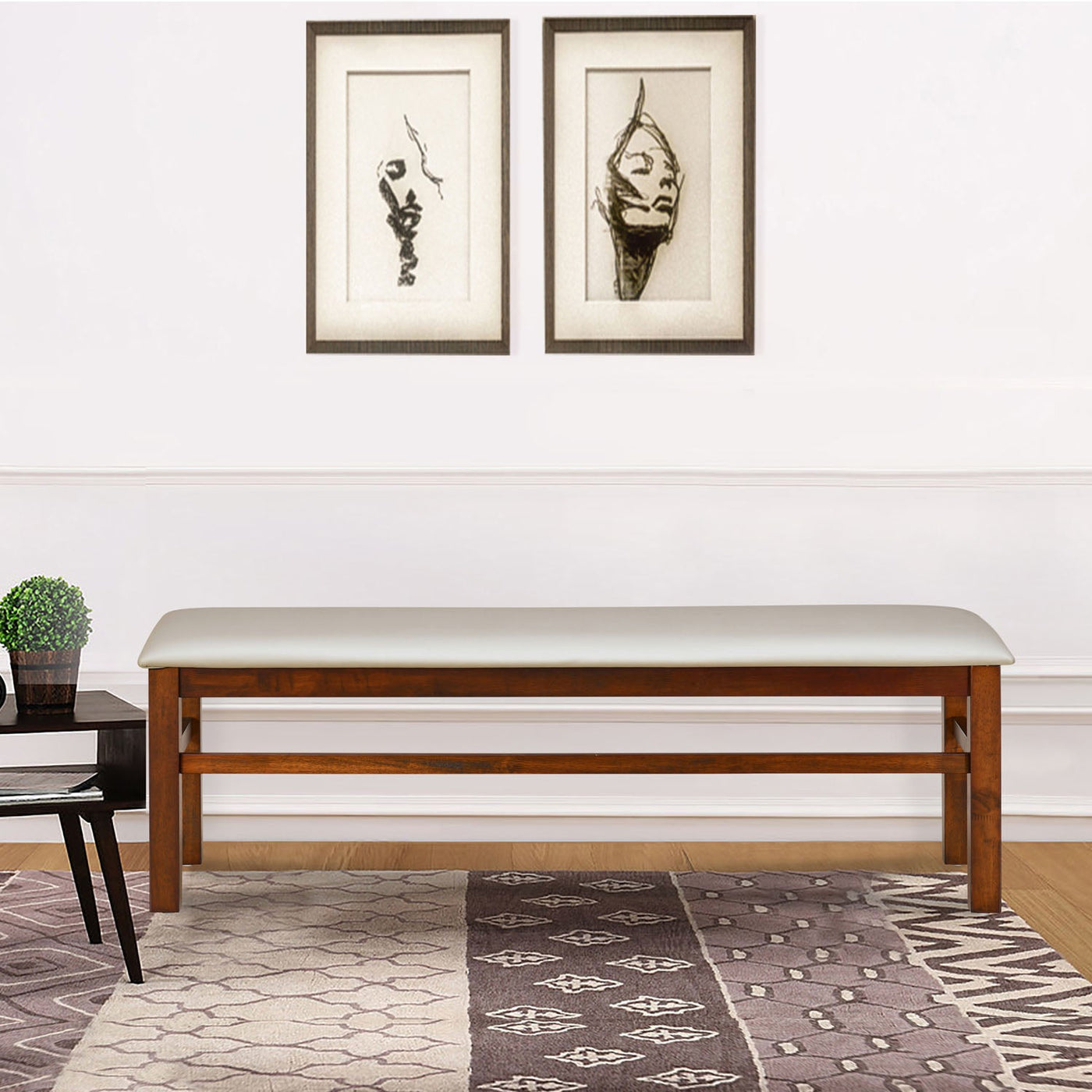 Nilkamal Peak Solid Wood Dining Bench (Light Cappucino)