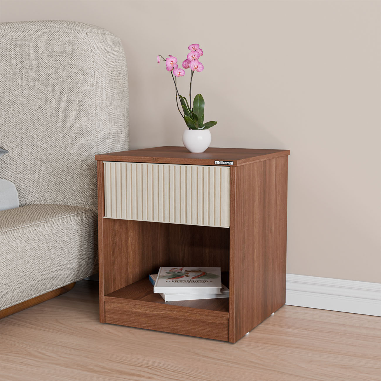 Nilkamal Rova Night Stand (Walnut)