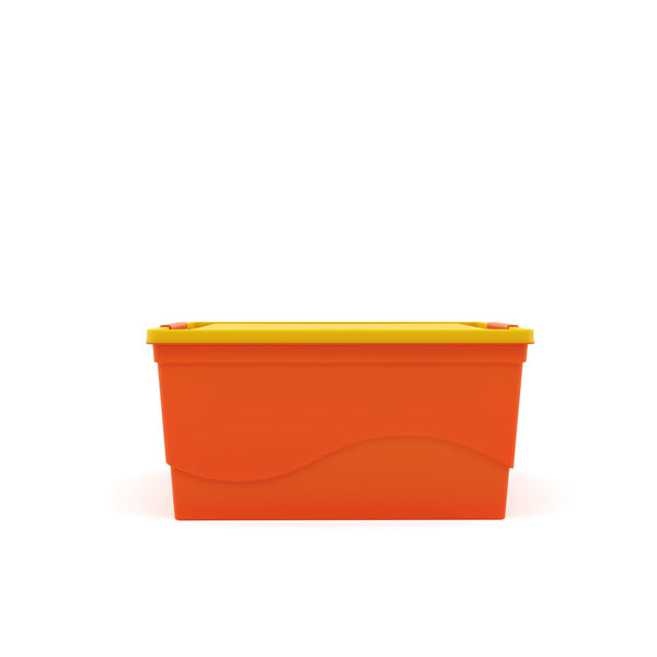 Square glass food container orange plastic lid 7 x 7 / 19 x 19 cm -  Frigoverre - Bormioli