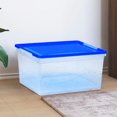 Buy NilkamalPlastic Stackable Storage Box with Wheels, 50 L, (White and  Blue), Length (39 cms), Width (59 cms), Height (30 cms), Rectangular Online  at desertcartIreland