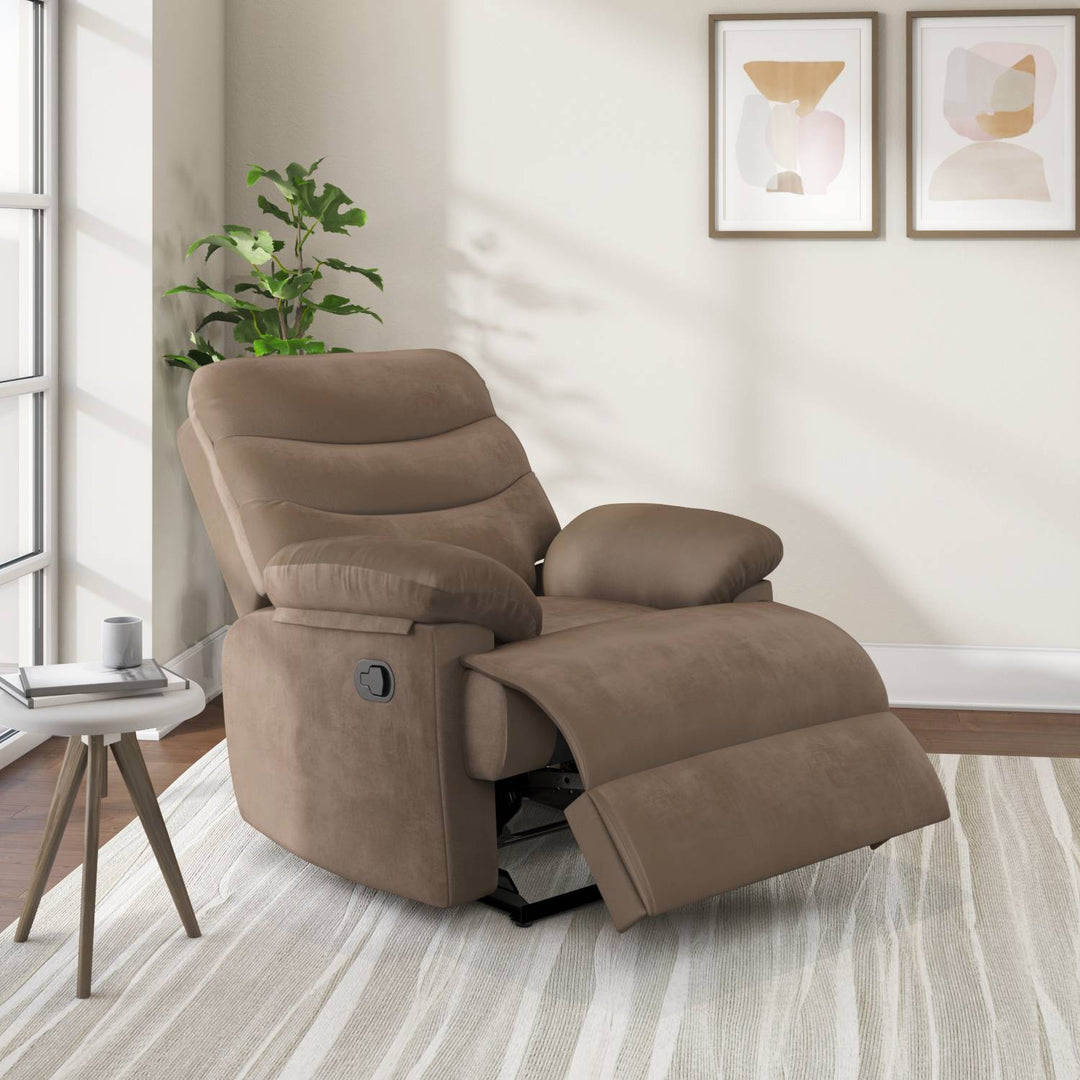 Buy Comfy 1 Seater Fabric Manual Recliner With Cup Holder (Beige)Online- At  Home by Nilkamal