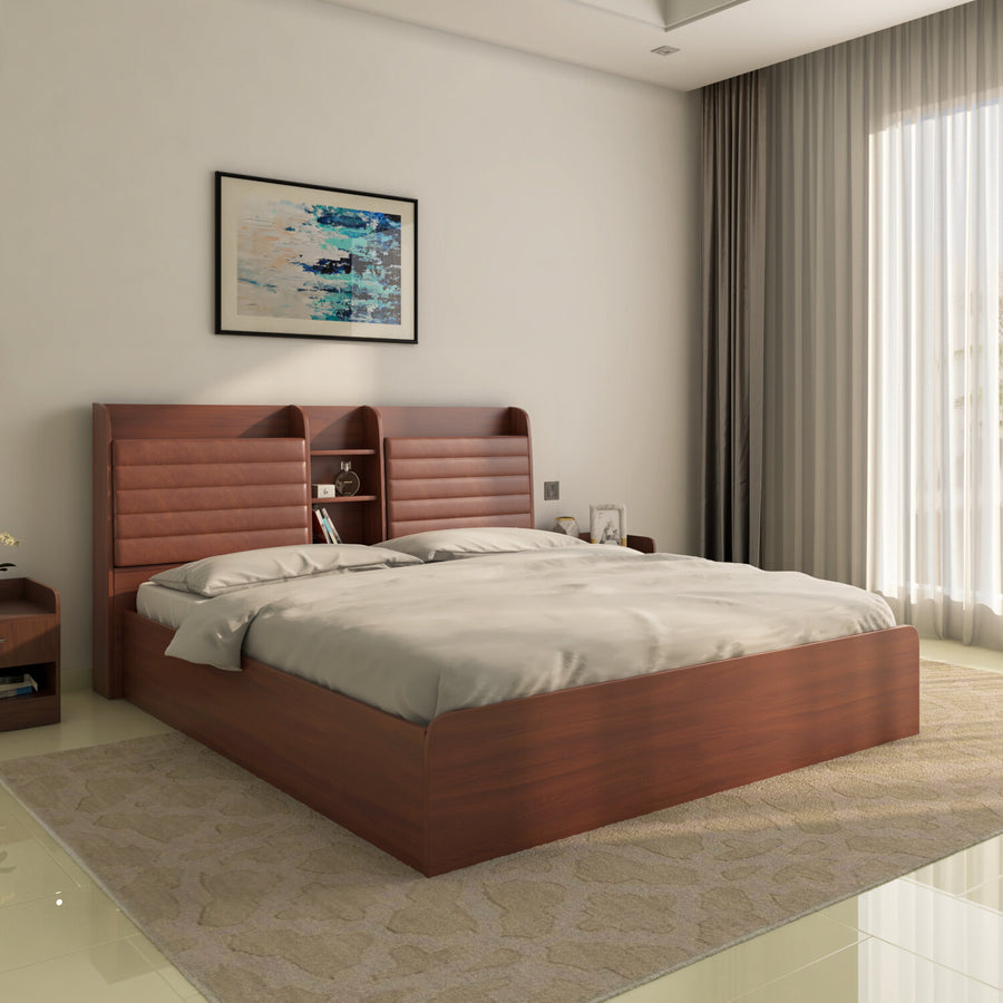 Nilkamal Tokyo Calipso Queen Bed With Storage (Classic Plank Walnut)