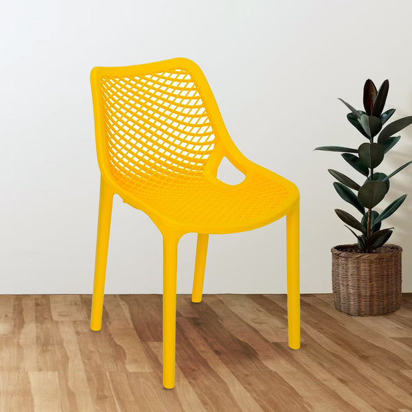 Yellow plastic store chairs