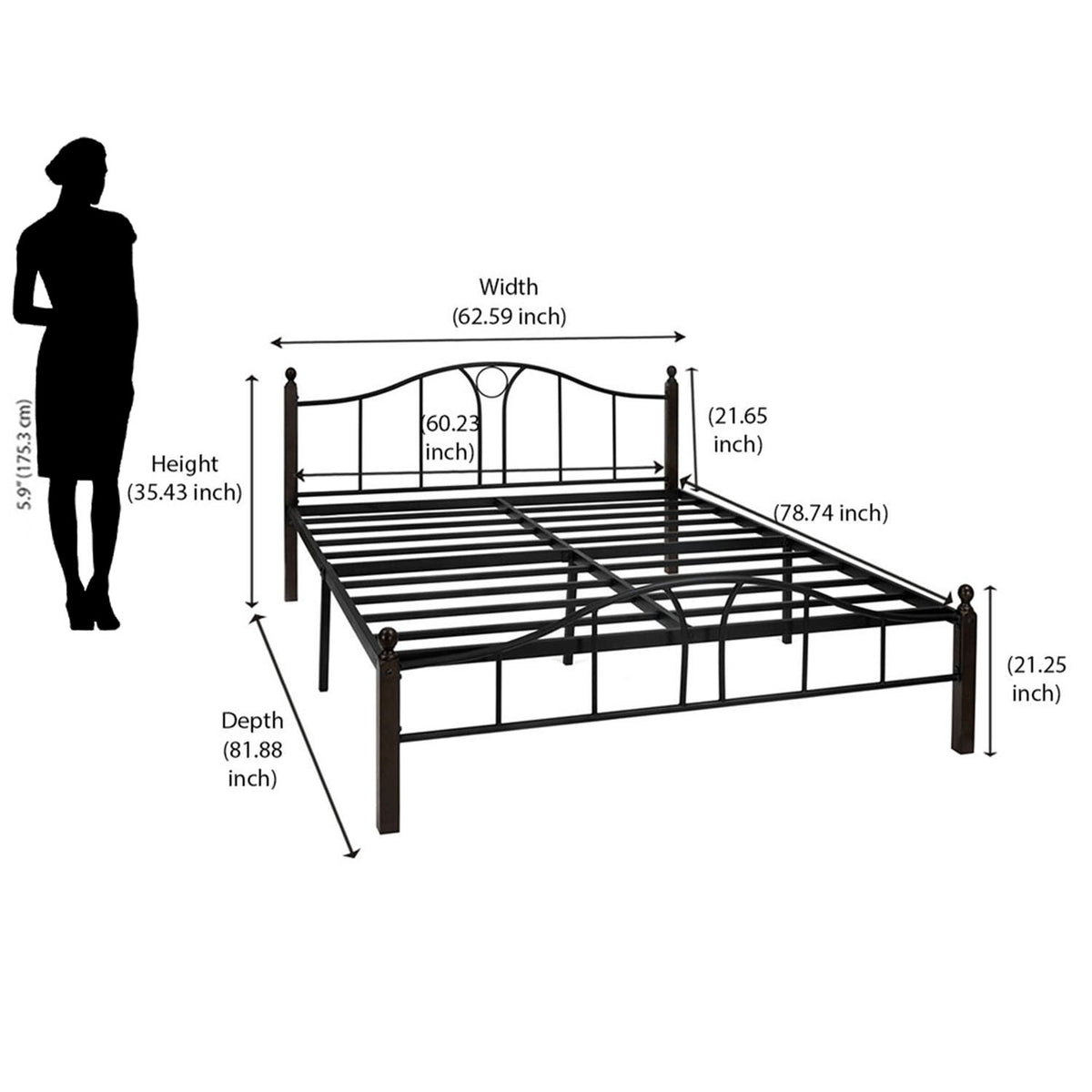 Nilkamal Alcazer Queen Bed (Black) - Nilkamal Furniture