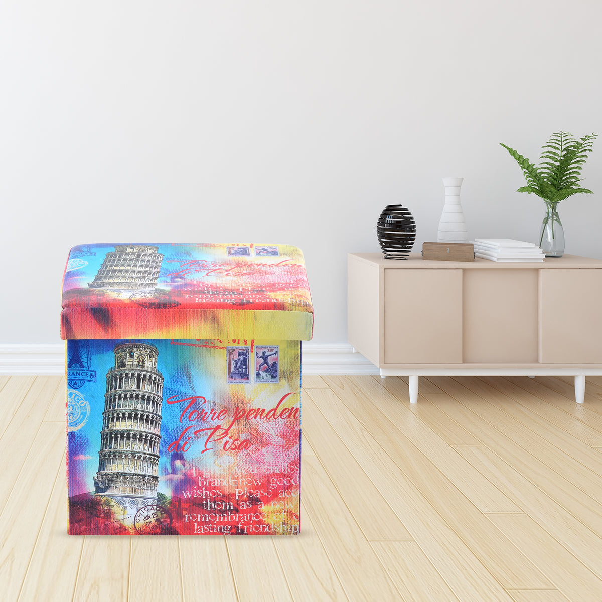 Nilkamal Pisa Folding Storage Ottoman (Blue / Pink)