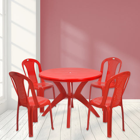 Dining table set 4 seater plastic best sale