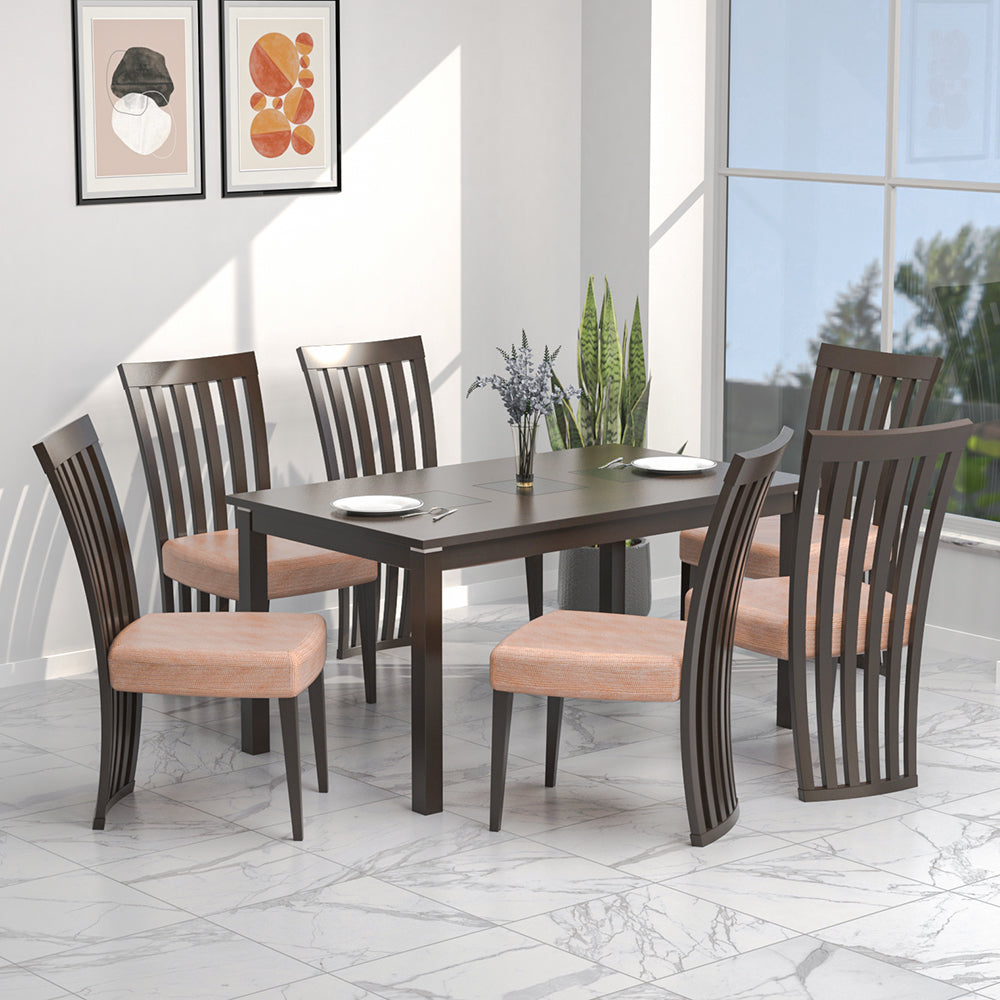 Nilkamal Lerro 6 Seater Dining Set Dark Walnut Nilkamal Furniture