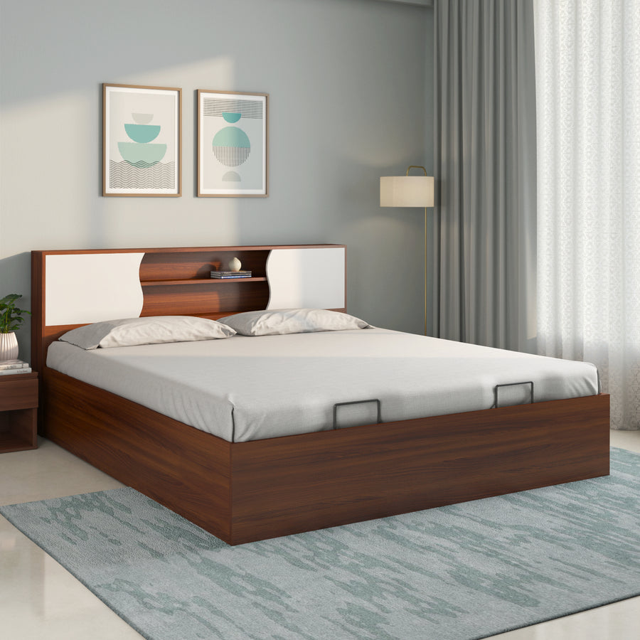 Nilkamal Malcom Prime Bed With Semi Hydraulic Storage (Walnut)