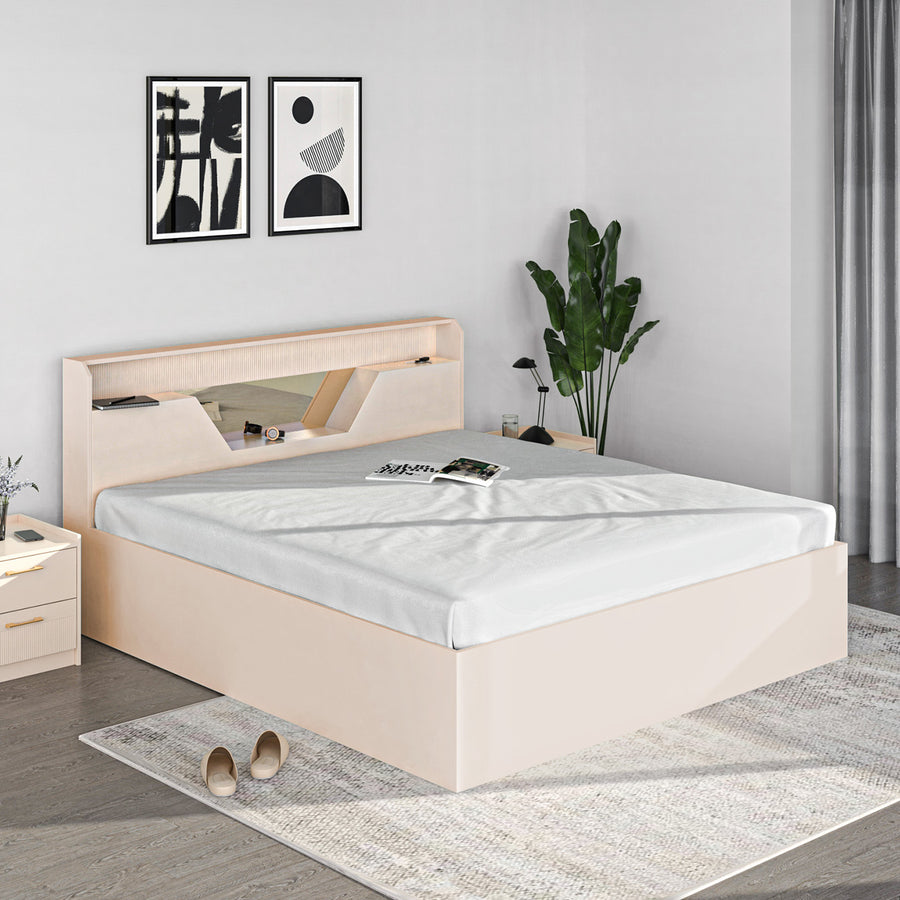 Nilkamal Mirage King Bed with Hydraulic Storage (Ivory)