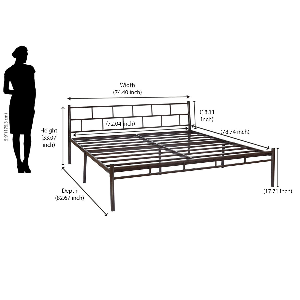 Nilkamal Neptune King Bed (Char Brown) - Nilkamal Furniture