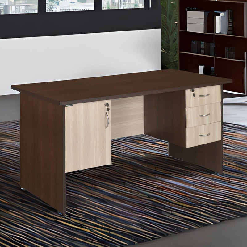 Nilkamal Elegant Executive Office Table (Walnut) - Nilkamal Furniture