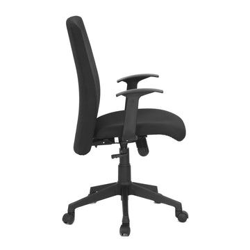 Gary Adjustable Armrest Fabric Medium Back Office Chair (Black)