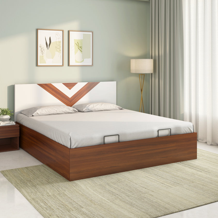 Nilkamal Orion Prime Bed with Semi Hydraulic Storage (Walnut)