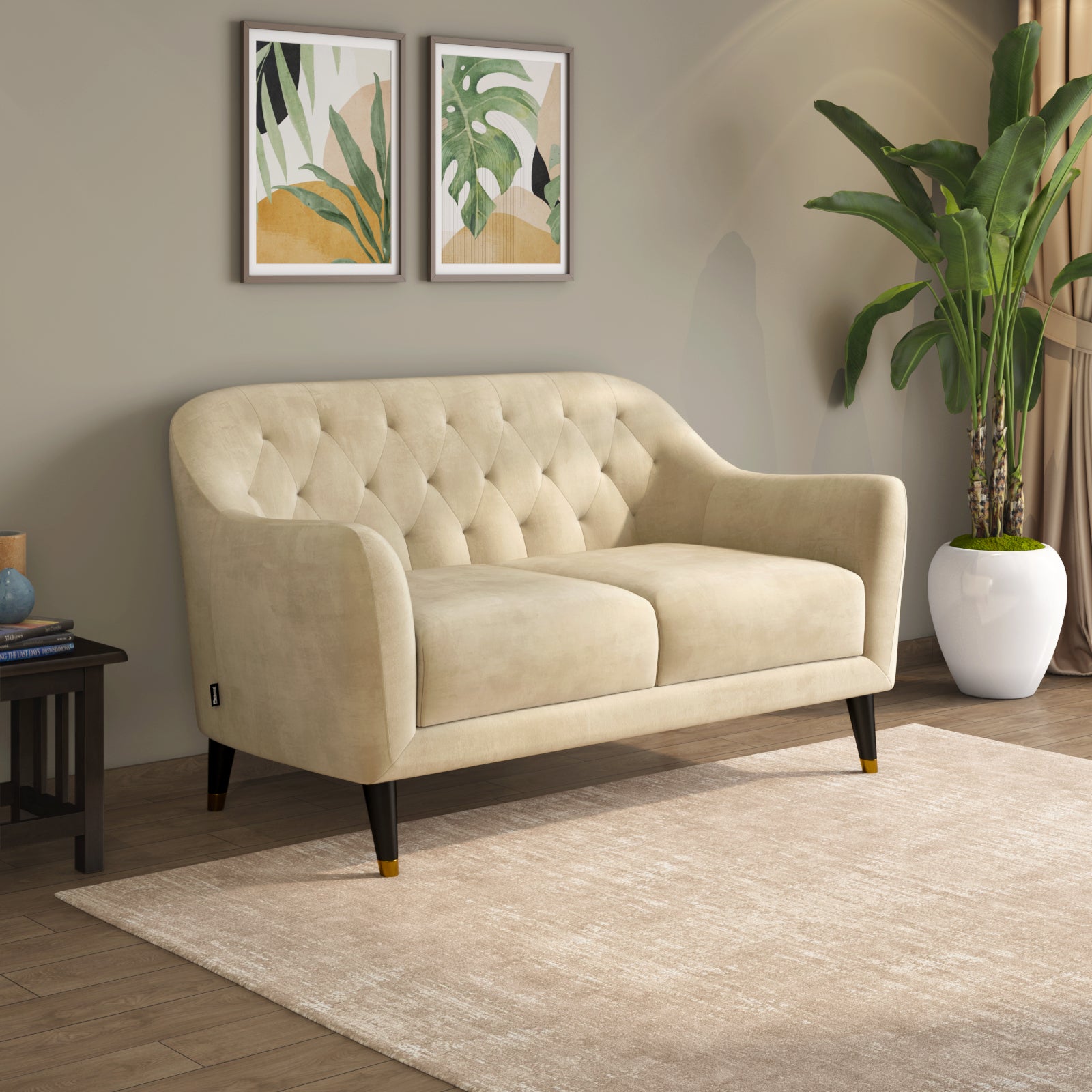 Nilkamal Roslin Fabric 2 Seater Sofa (Beige) - Nilkamal Furniture