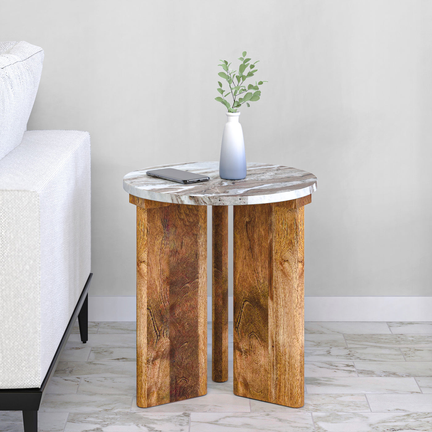 Nilkamal Taurus Marble Side Table (Natural / Honey)