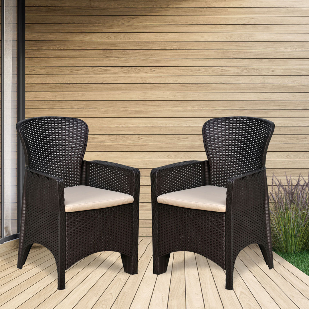 Nilkamal Enamora Premium Plastic Armless Chair (Rattan Dark Beige) -  Nilkamal Furniture